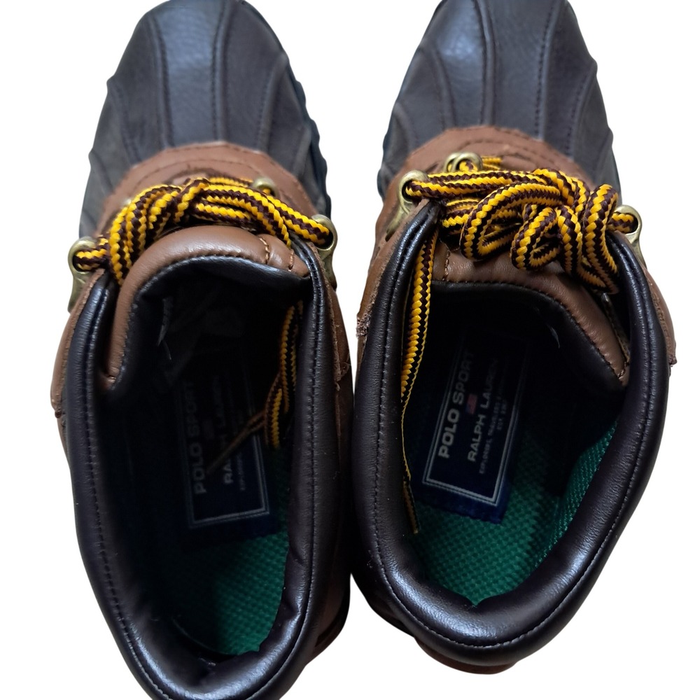 Ralph Lauren Polo Sport Duck Boots 6.5 Brown Leather Upper Low Top Lace Up - Picture 7 of 10